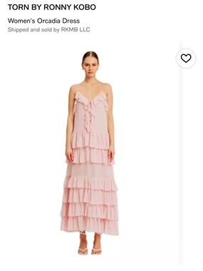 Torn by Ronny Kobo Blush Pink Ruffle Tiered Maxi Dress